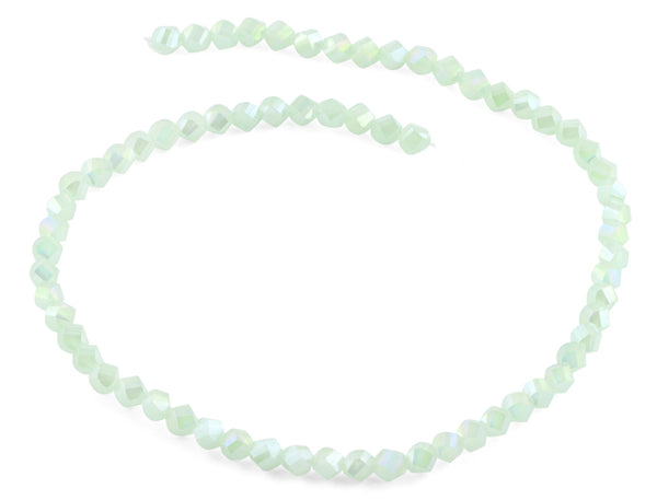 6mm Light Green Twist Faceted Crystal Beads