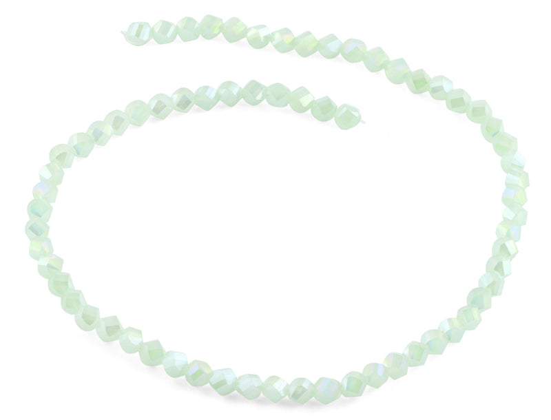6mm Light Green Twist Faceted Crystal Beads