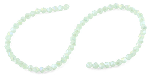 6mm Light Green Twist Faceted Crystal Beads