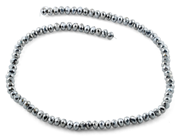 6mm Metal Faceted Rondelle Crystal Beads