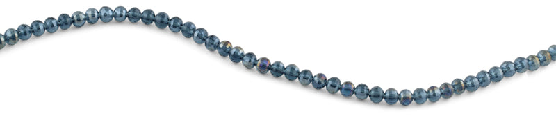 6mm Metallic Blue Round Faceted Crystal Beads