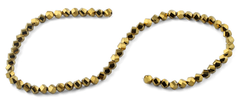 6mm Metallic Gold Twist Faceted Crystal Beads
