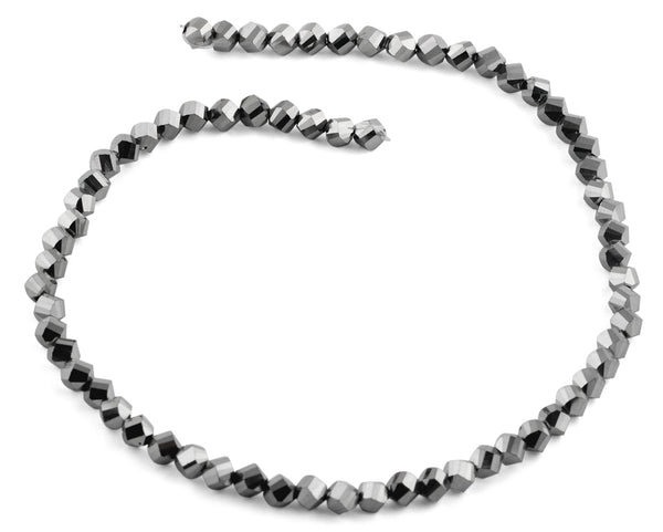 6mm Metallic Grey Twist Faceted Crystal Beads