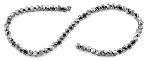 6mm Metallic Grey Twist Faceted Crystal Beads
