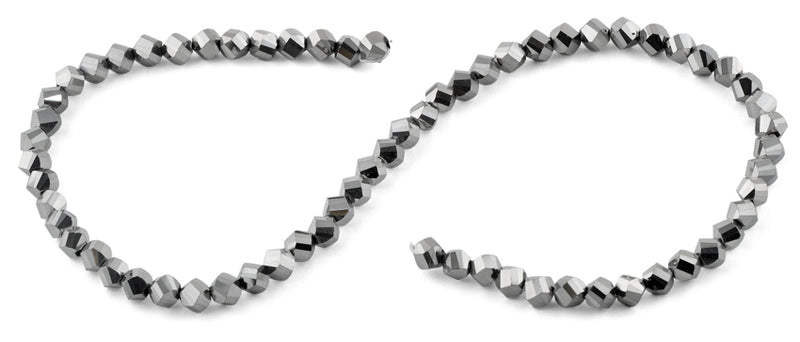 6mm Metallic Grey Twist Faceted Crystal Beads