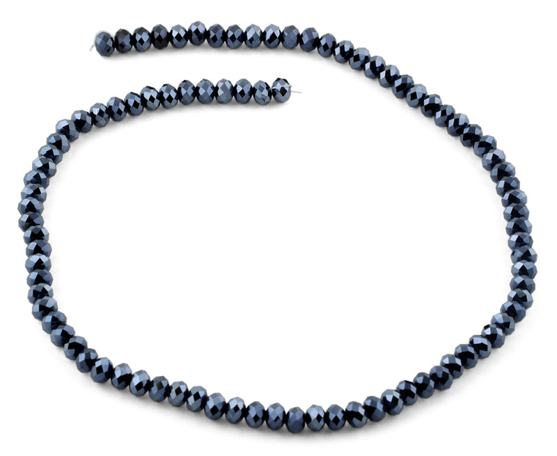 6mm Metallic Navy Blue Faceted Rondelle Crystal Beads