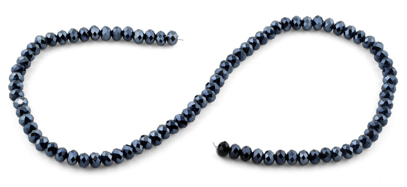 6mm Metallic Navy Blue Faceted Rondelle Crystal Beads