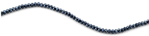 6mm Metallic Navy Blue Faceted Rondelle Crystal Beads