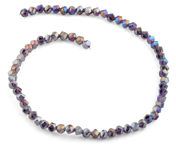 6mm Metallic Purple Twist Faceted Crystal Beads
