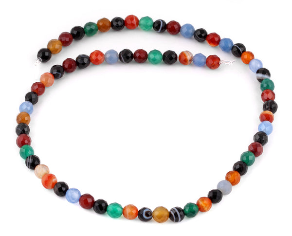 6mm Multi-Color Agate Faceted Gem Stone Beads