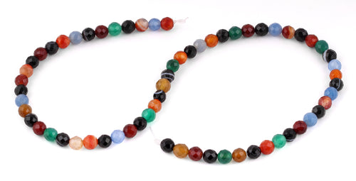 6mm Multi-Color Agate Faceted Gem Stone Beads