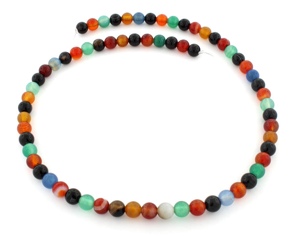 6mm Multi Color Agate Gem Stone Beads