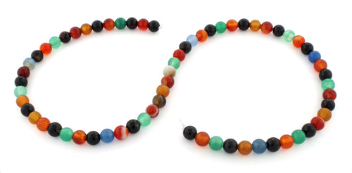 6mm Multi Color Agate Gem Stone Beads