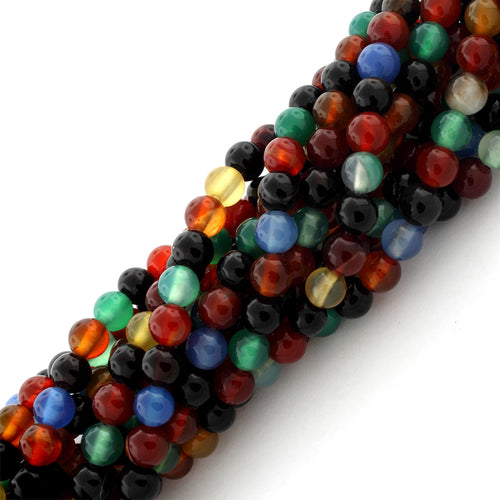 6mm Multi Color Agate Gem Stone Beads