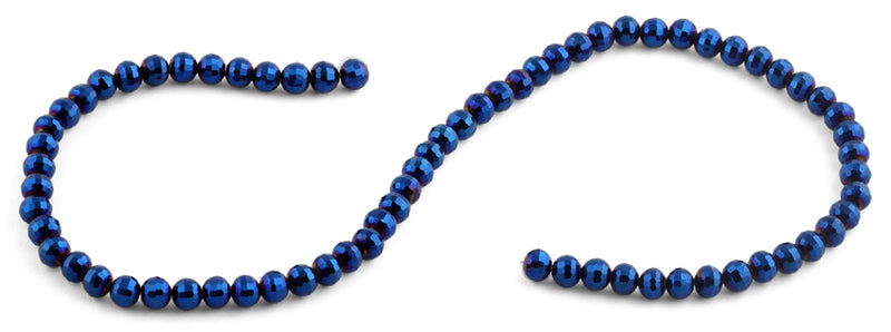 6mm Navy Blue Round Faceted Crystal Beads