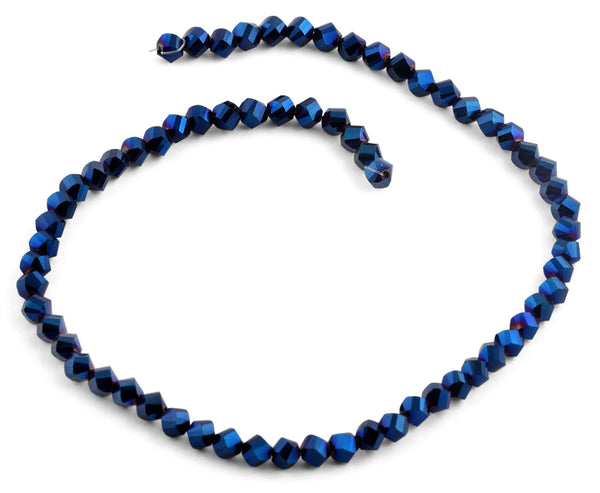 6mm Navy Blue Twist Faceted Crystal Beads