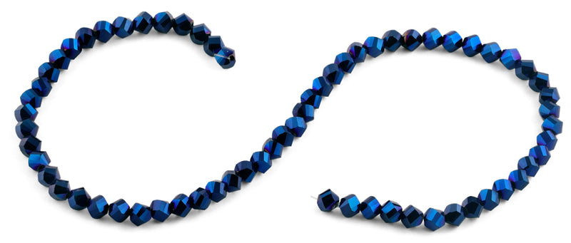 6mm Navy Blue Twist Faceted Crystal Beads