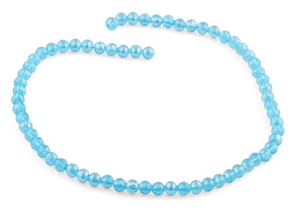 6mm Ocean Blue Round Faceted Crystal Beads