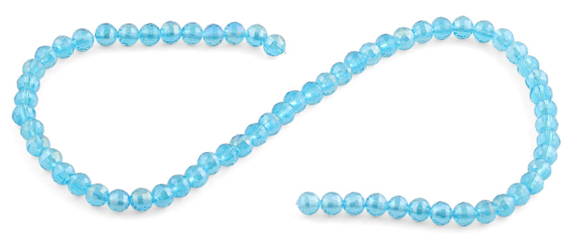 6mm Ocean Blue Round Faceted Crystal Beads