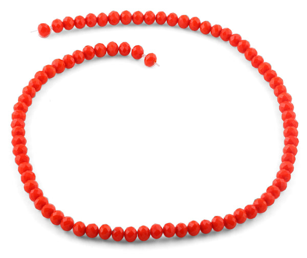 6mm Orange Faceted Rondelle Crystal Beads