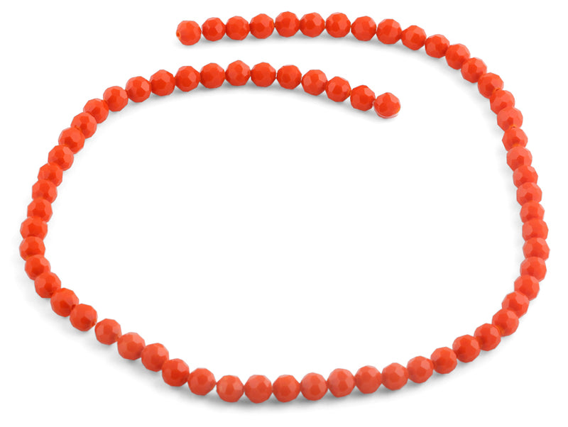 6mm Orange Faceted Round Crystal Beads