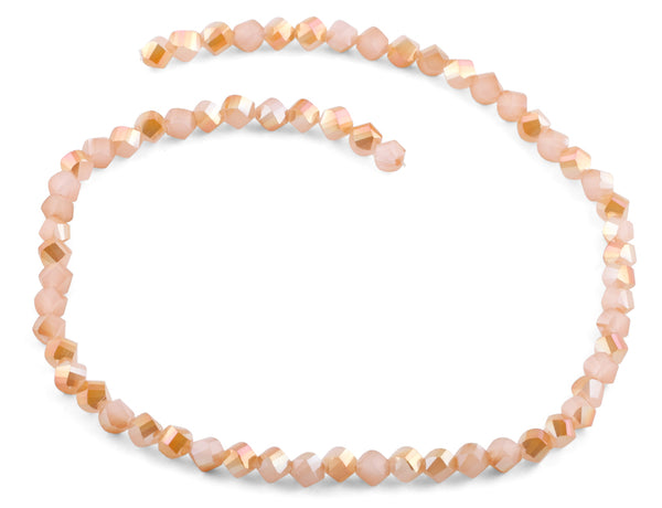 6mm Peach Twist Faceted Crystal Beads