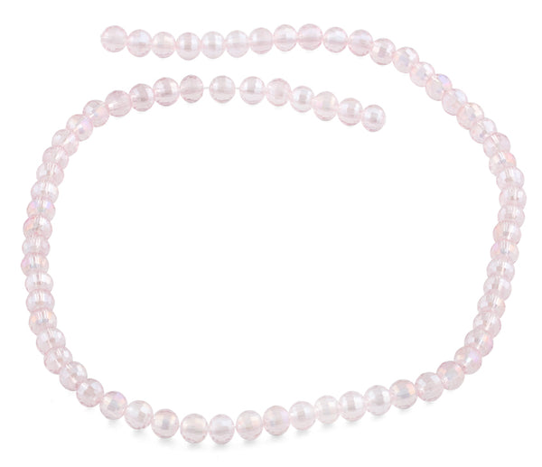 6mm Pink Faceted Round Crystal Beads