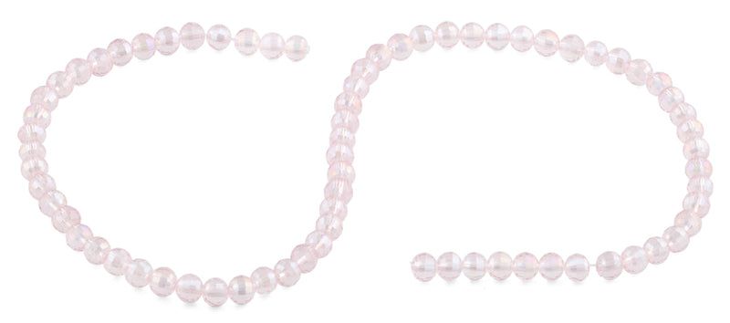 6mm Pink Faceted Round Crystal Beads