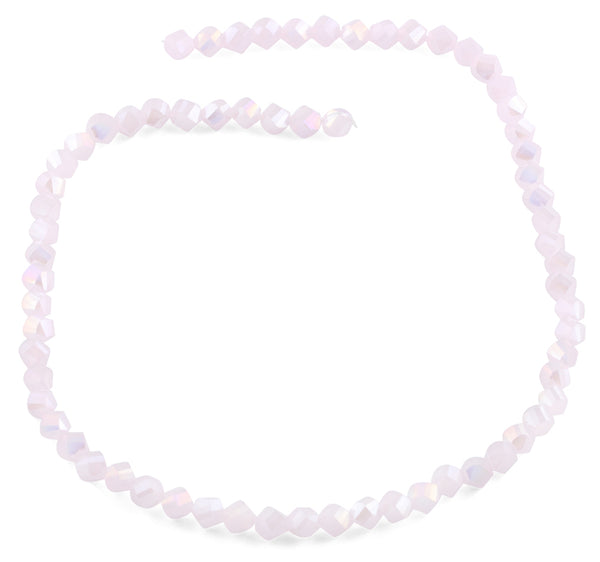 6mm Pink Twist Faceted Crystal Beads