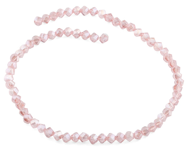 6mm Pink Twist Faceted Crystal Beads