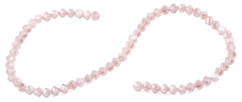 6mm Pink Twist Faceted Crystal Beads