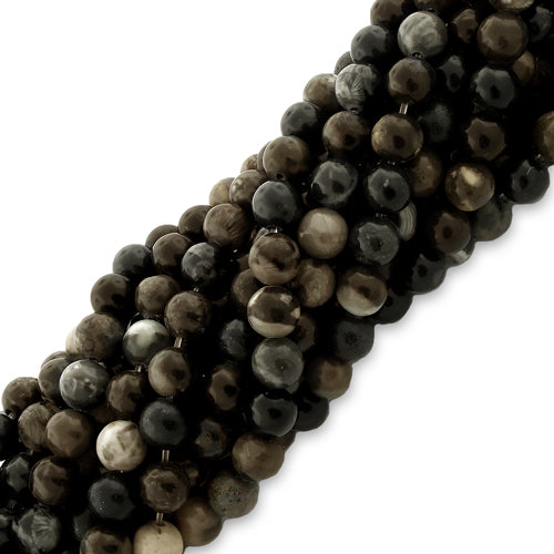 6mm Plain Round Bull Eye Jasper Gem Stone Beads