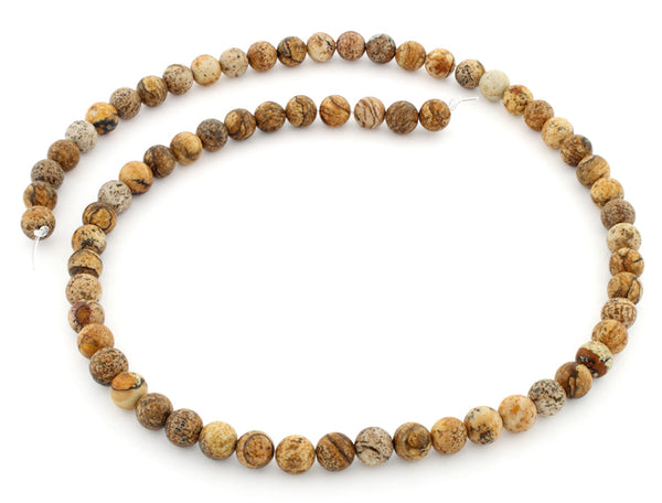 6mm Plain Round Picture Jasper Gem Stone Beads