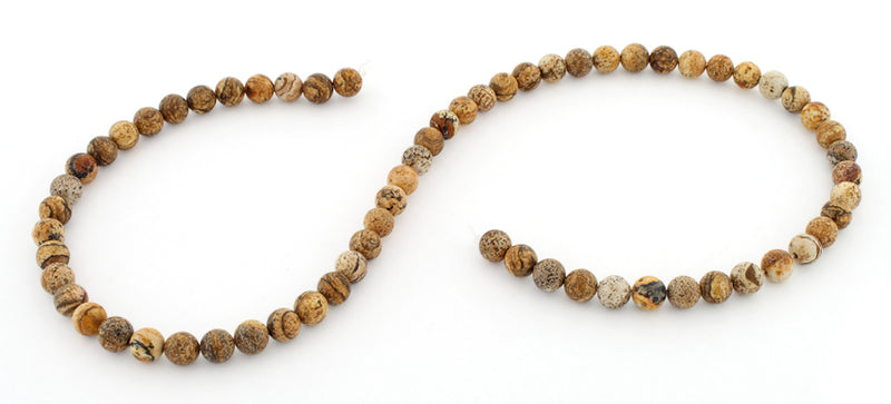 6mm Plain Round Picture Jasper Gem Stone Beads
