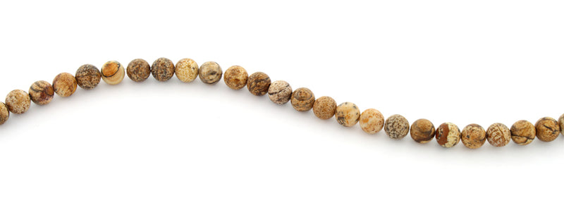 6mm Plain Round Picture Jasper Gem Stone Beads