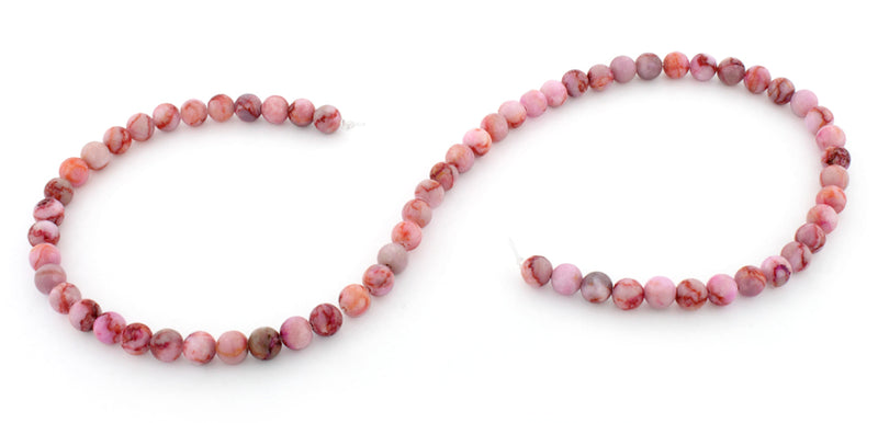 6mm Plain Round Pink Matrix Gem Stone Beads