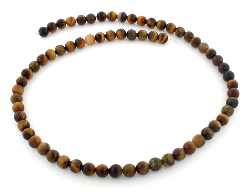 6mm Plain Round Tigereye Gem Stone Beads