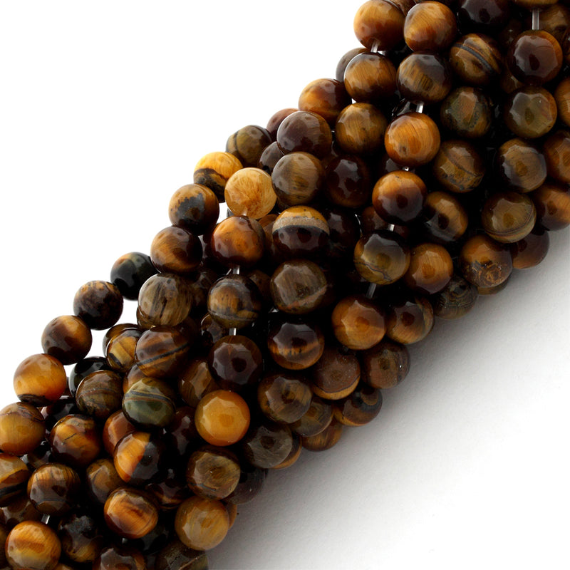 6mm Plain Round Tigereye Gem Stone Beads