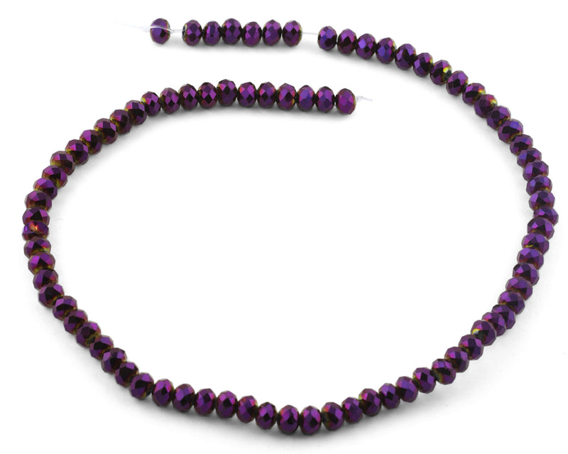 6mm Purple Faceted Rondelle Crystal Beads