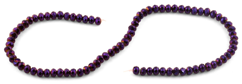 6mm Purple Faceted Rondelle Crystal Beads