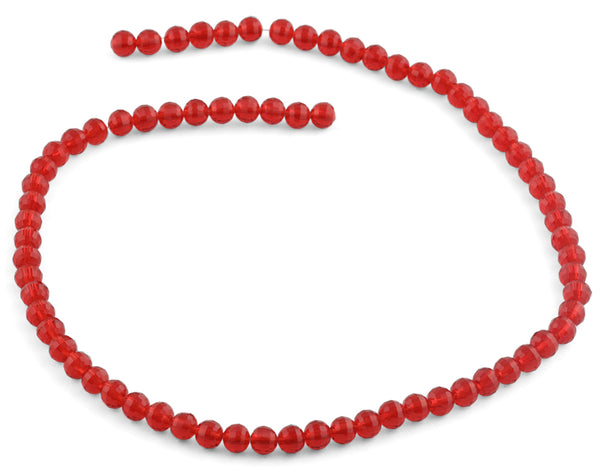 6mm Red Faceted Round Crystal Beads