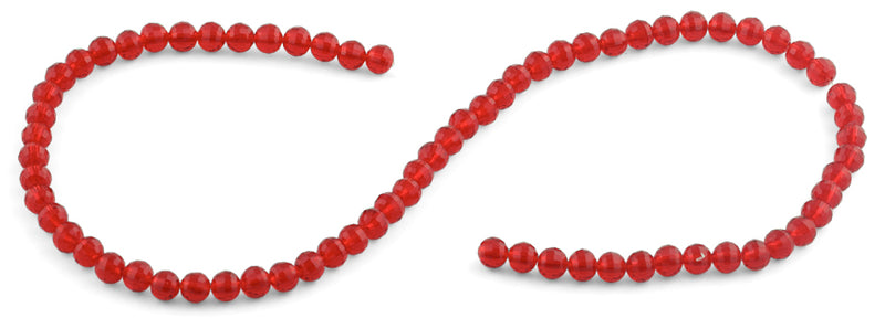 6mm Red Faceted Round Crystal Beads
