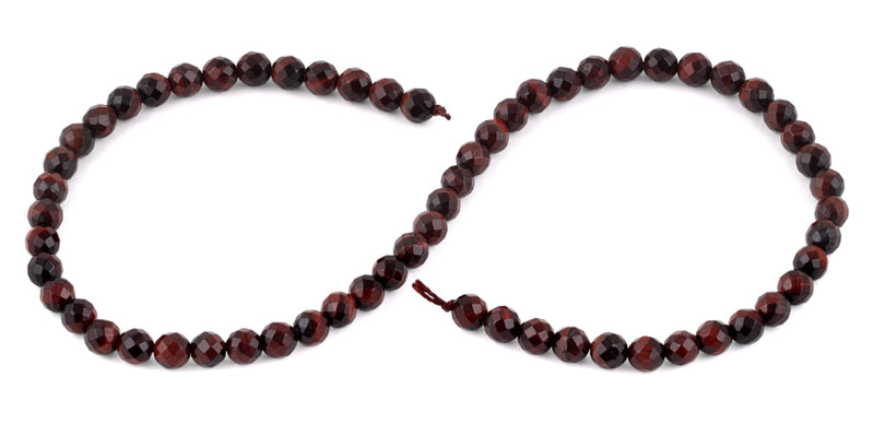 6mm Red Tiger Eye Faceted Gem Stone Beads