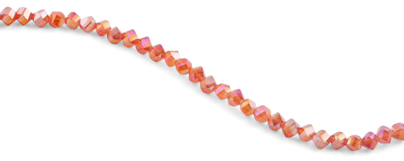 6mm Red Twist Faceted Crystal Beads