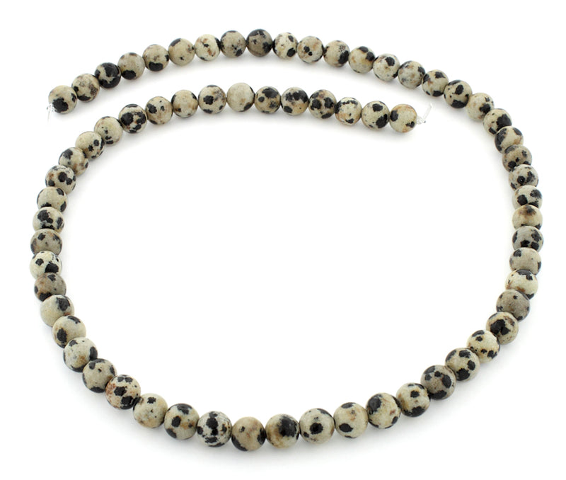 6mm Round Dalmatian Gem Stone Beads