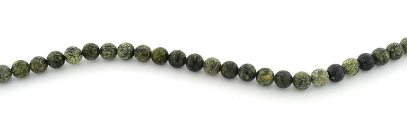 6mm Round Green Snow Flake Gem Stone Beads