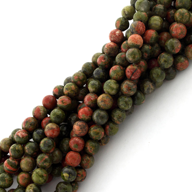 6mm Round Unakite Gem Stone Beads