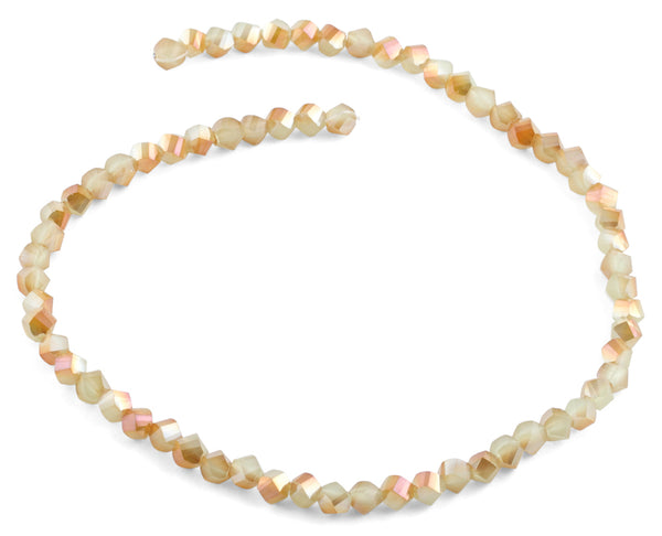 6mm Tan Twist Faceted Crystal Beads