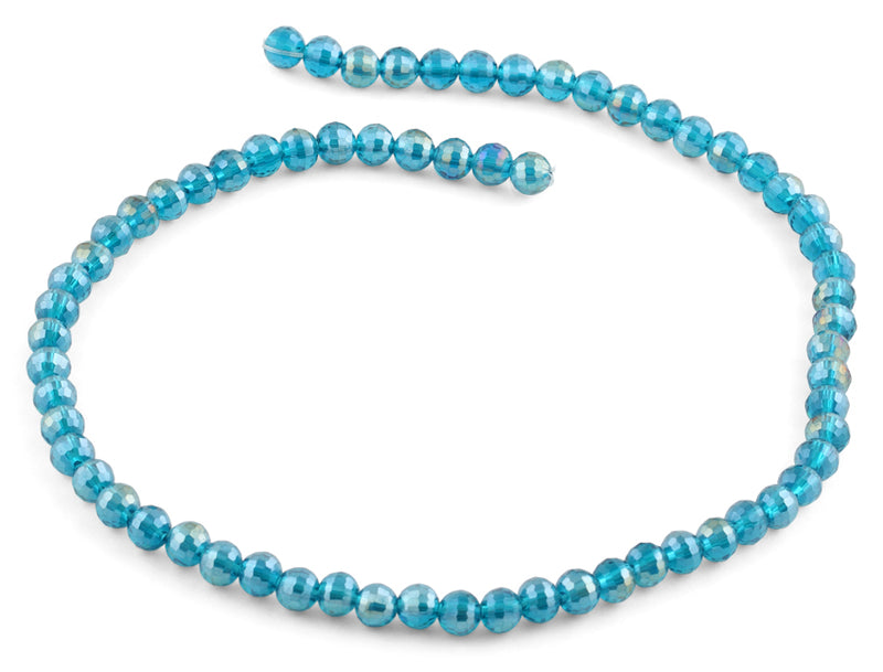 6mm Turquoise Round Faceted Crystal Beads