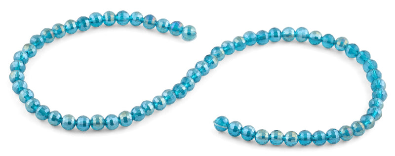 6mm Turquoise Round Faceted Crystal Beads